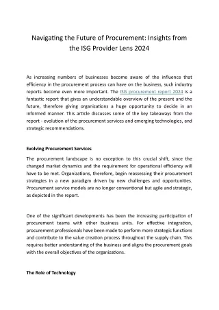Navigating the Future of Procurement