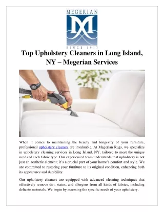 Top Upholstery Cleaners in Long Island, NY – Megerian Services