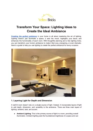 Transform Your Space Lighting Ideas to Create the Ideal Ambiance