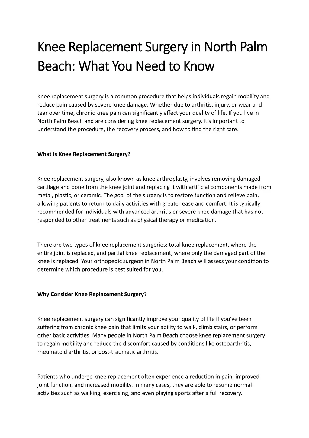 PPT - Knee Replacement Surgery in North Palm Beach What You Need to ...