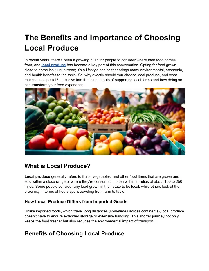 the benefits and importance of choosing local