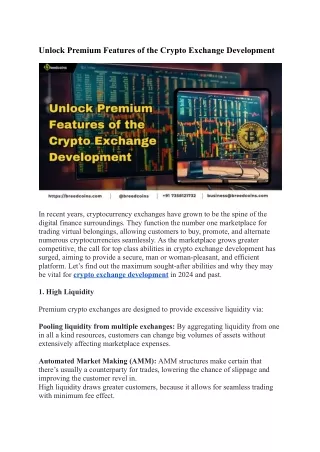 Unlock Premium Features of the Crypto Exchange Development