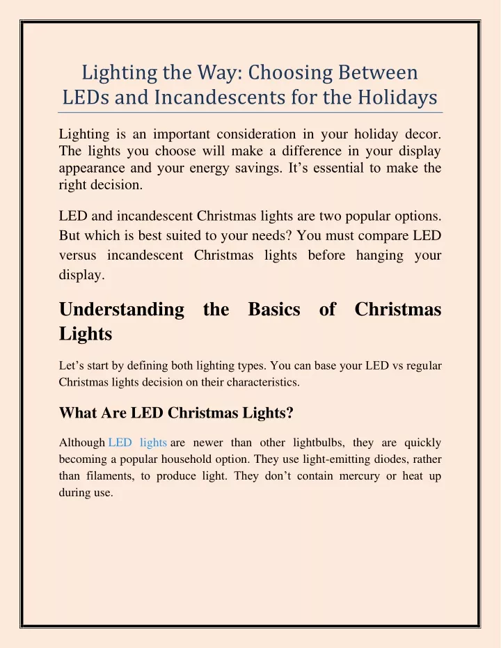 lighting the way choosing between leds