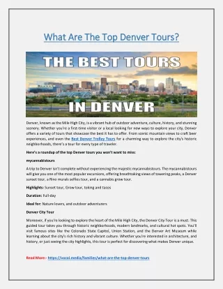 What Are The Top Denver Tours?