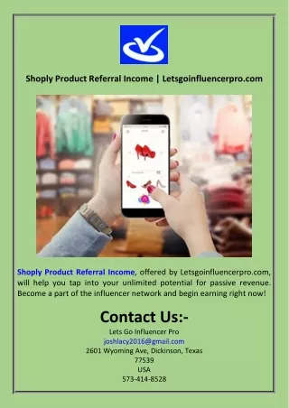 Shoply Product Referral Income  Letsgoinfluencerpro.com