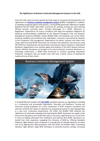 the significance of business continuity