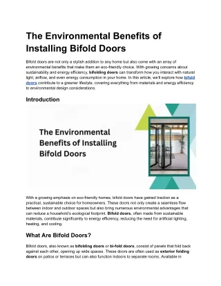 the environmental benefits of installing bifold