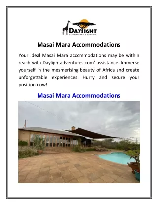 Masai Mara Accommodations  Daylightadventures.com
