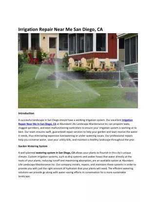 Irrigation Repair Near Me San Diego