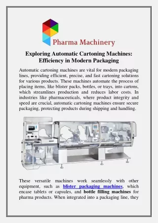 exploring automatic cartoning machines efficiency