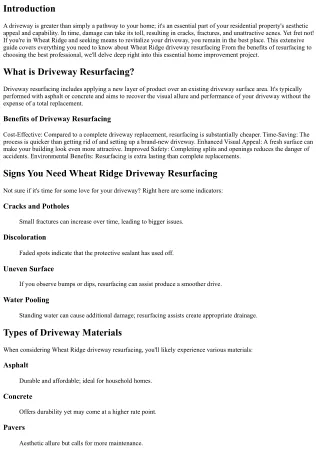 Wheat Ridge Driveway Resurfacing: Renew Your Driveway Effectively