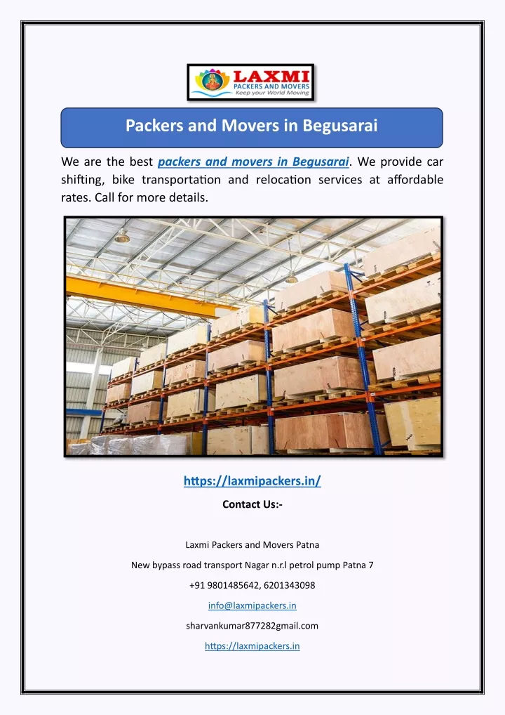 packers and movers in begusarai