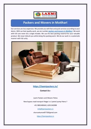 Packers and Movers in Motihari