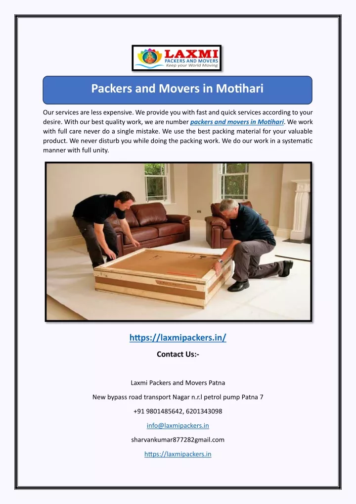 packers and movers in motihari