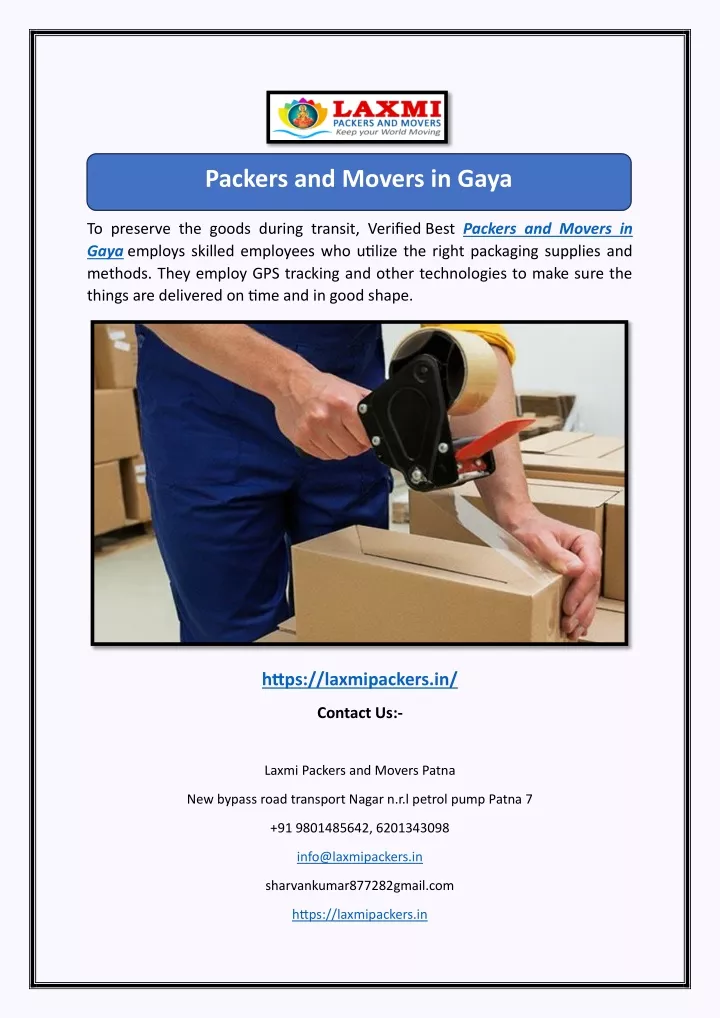 packers and movers in gaya