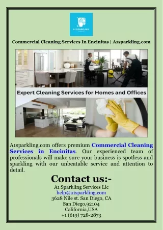 Commercial Cleaning Services In Encinitas  A1sparkling.com
