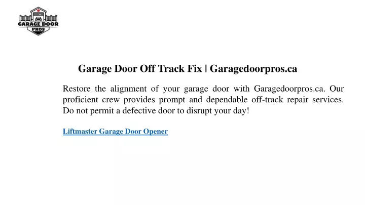 garage door off track fix garagedoorpros ca