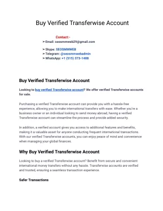 The Best Place to Buy Verified Transferwise Account