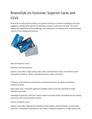 BriansClub.cm Exclusive Superior Cards and CCV2