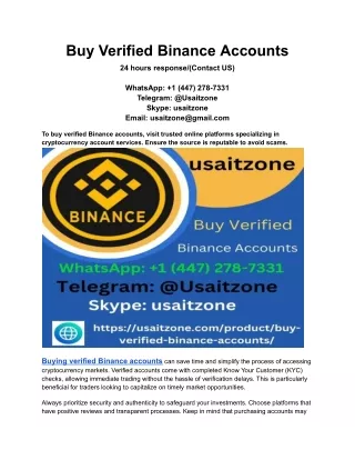 Buy Verified Binance Accounts