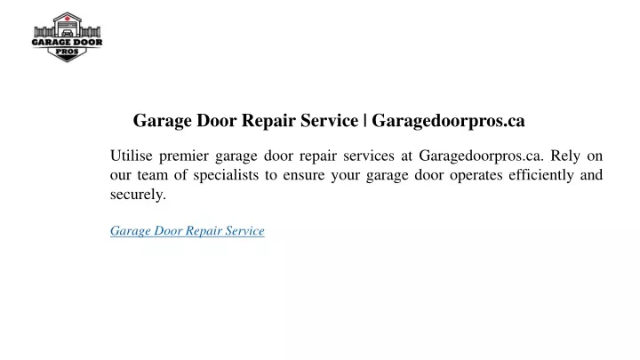 garage door repair service garagedoorpros ca