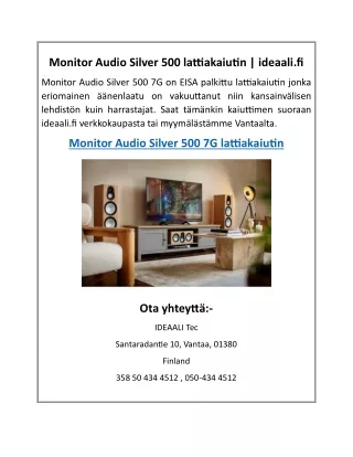 Monitor Audio Silver 500 lattiakaiutin | ideaali.fi