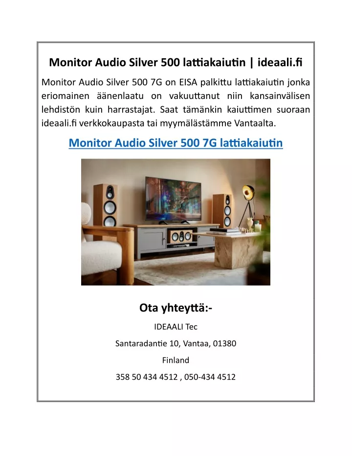 monitor audio silver 500 lattiakaiutin ideaali fi