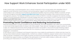 How Support Work Enhances Social Participation under NDIS