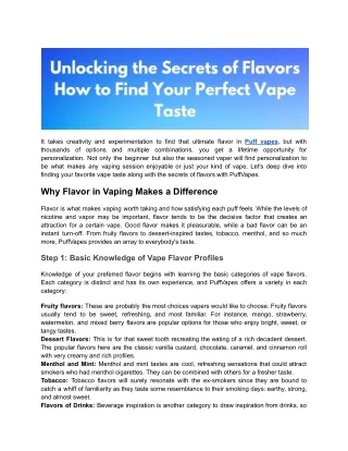 Unlocking the Secrets of Flavors: How to Find Your Perfect Vape Taste