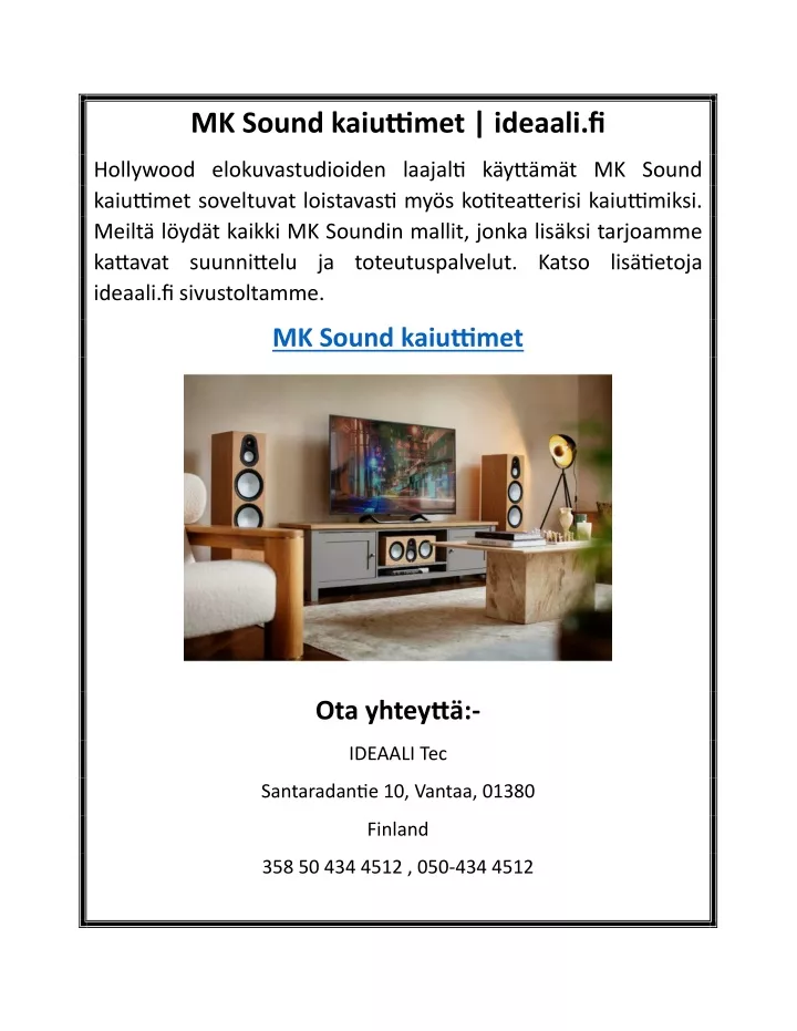 mk sound kaiuttimet ideaali fi