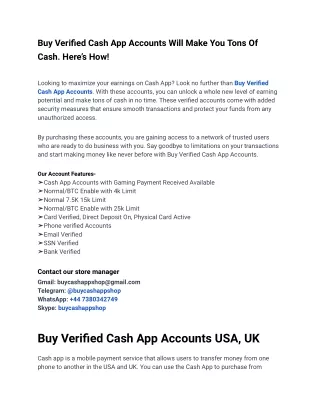 Quick Way To Buy Verified Cash App Accounts in 2024