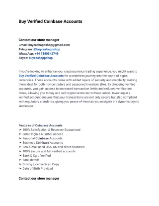 Quick Way To Buy Verified Coinbase Accounts in 2024