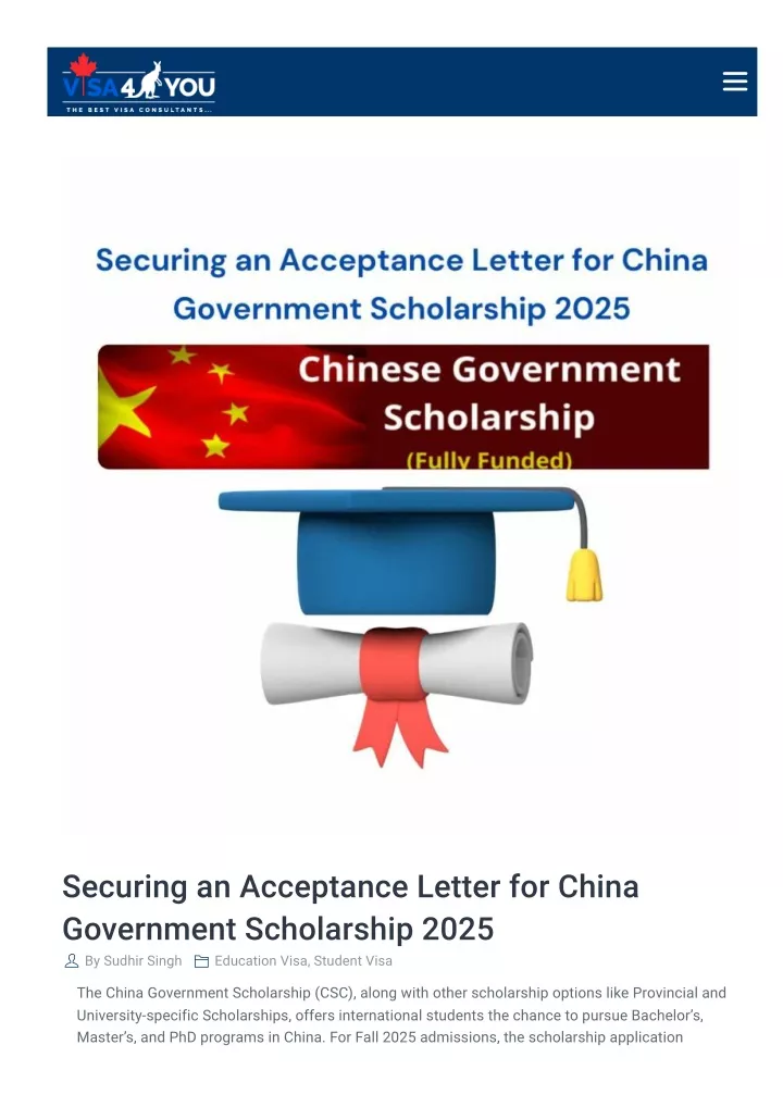 securing an acceptance letter for china