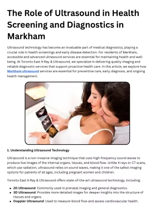 The Role of Ultrasound in Health Screening and Diagnostics in Markham