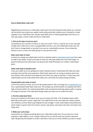 how to matte black credit card