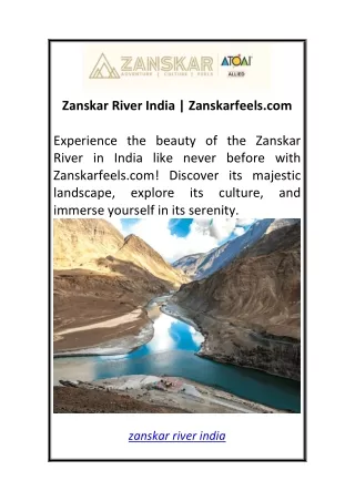 Zanskar River India Zanskarfeels.com