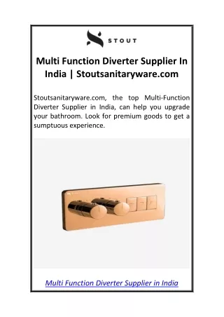 Multi Function Diverter Supplier In India  Stoutsanitaryware.com