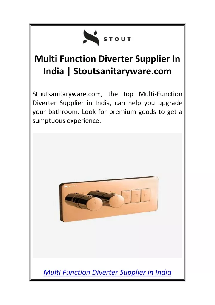 multi function diverter supplier in india