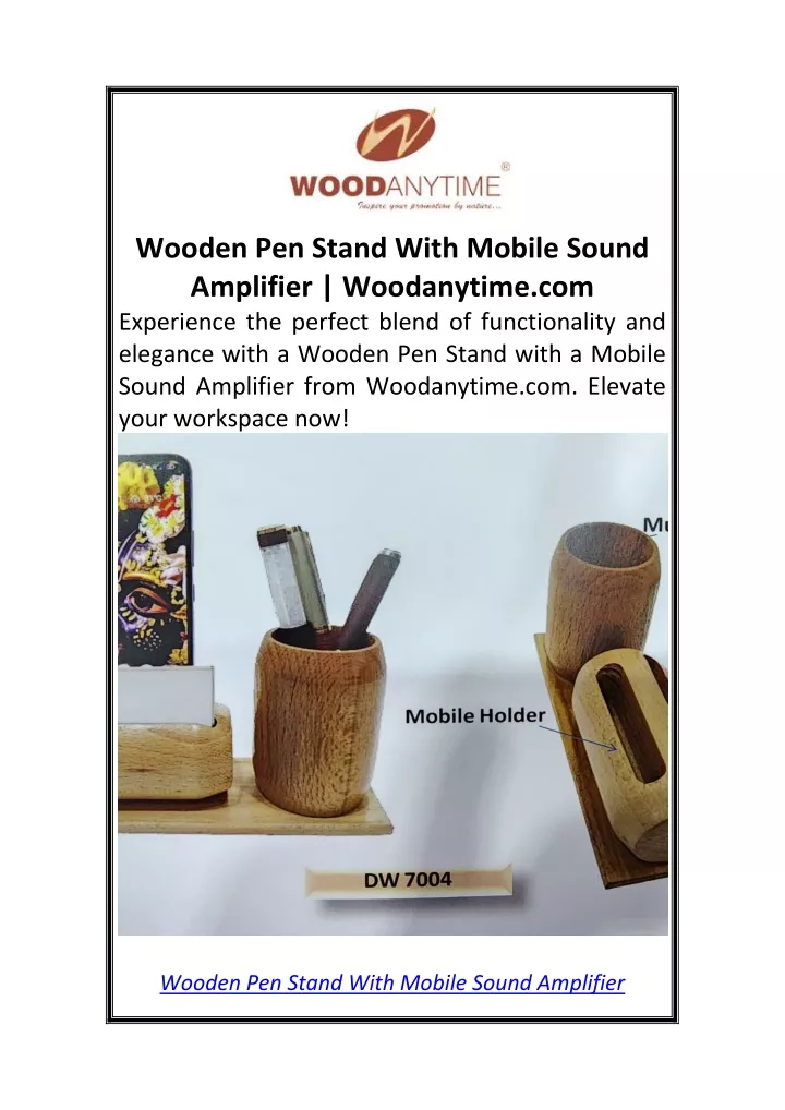 wooden pen stand with mobile sound amplifier