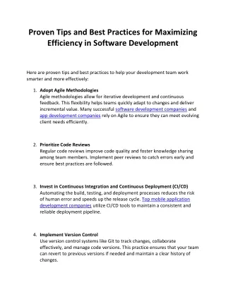 Proven Tips and Best Practices for Maximizing Efficiency in Software Development