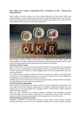 How OKRs and Customer Segmentation Drive Sustainable Growth Hypergrowth Marketing Show