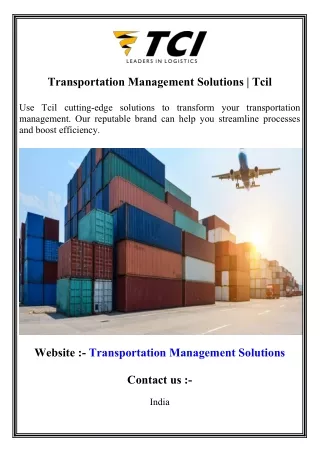 transportation management solutions tcil