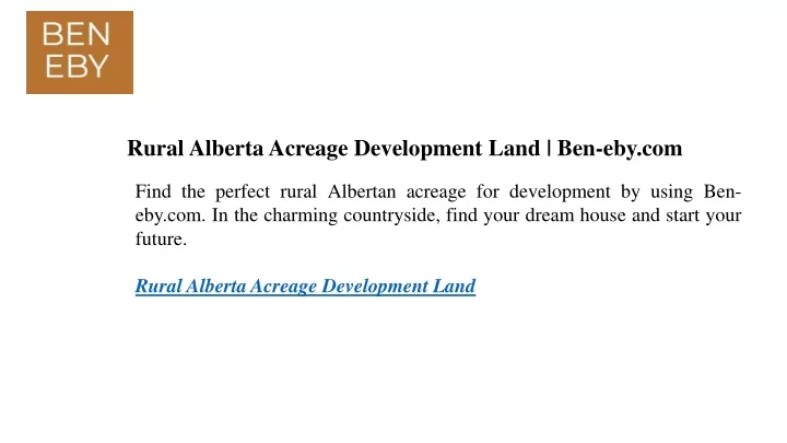 rural alberta acreage development land ben eby com