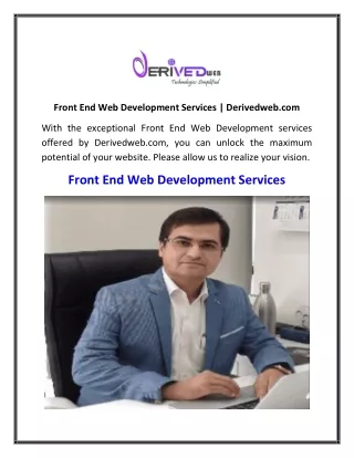 Front End Web Development Services  Derivedweb.com