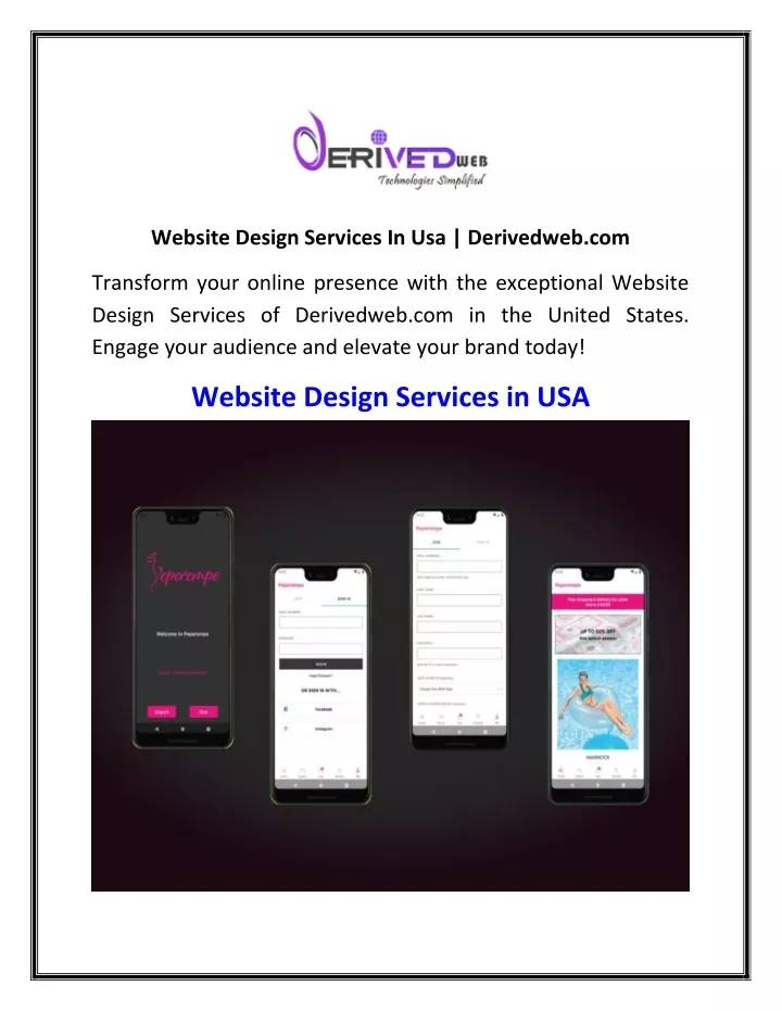 website design services in usa derivedweb com