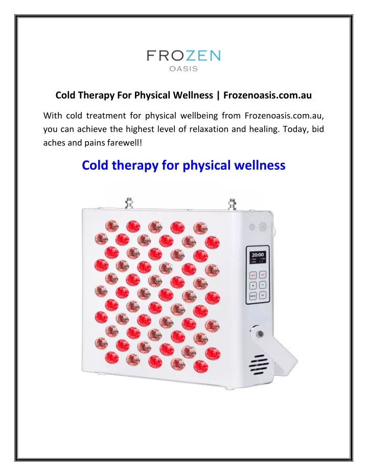 cold therapy for physical wellness frozenoasis