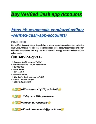 Buy Verified Cashapp Accounts From-USA-BANK-ACCOUNTS