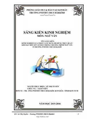 Kinh nghiệm lựa chọn và sử dụng đồ dùng trực quan khi dạy một số văn bản