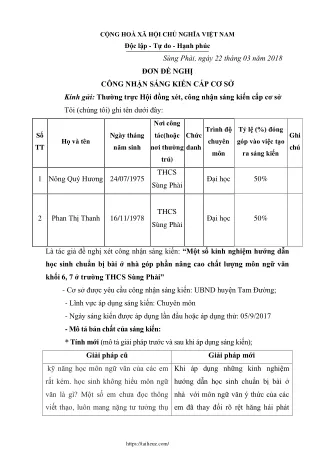 Hướng dẫn HS chuẩn bị bài ở nhà góp phần nâng cao chất lượng Ngữ văn Khối 6, 7
