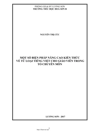 Biện pháp nâng cao kiến thức về từ loại Tiếng Việt cho GV trong tổ chuyên môn